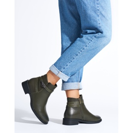 Stivaletti da donna con tacco basso verde scuro 2
