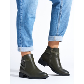 Stivaletti da donna con tacco basso verde scuro 1
