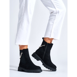 Stivaletti da donna neri con catena decorativa nero 1