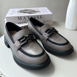 Vinceza Mocassini Eleganti da Donna in Pelle, Triana Beige Scuro grigio 1