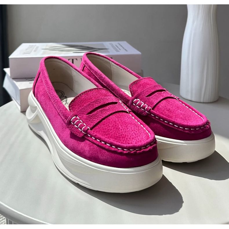 Mocassini da Donna in Pelle Scamosciata Fucsia Filidia rosa 2
