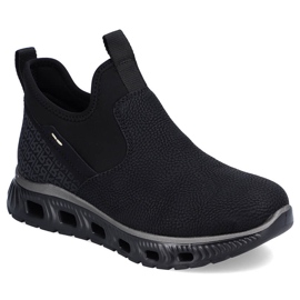 Scarpe slip-on comode da donna alla caviglia, nere Rieker M6053-00 nero 1
