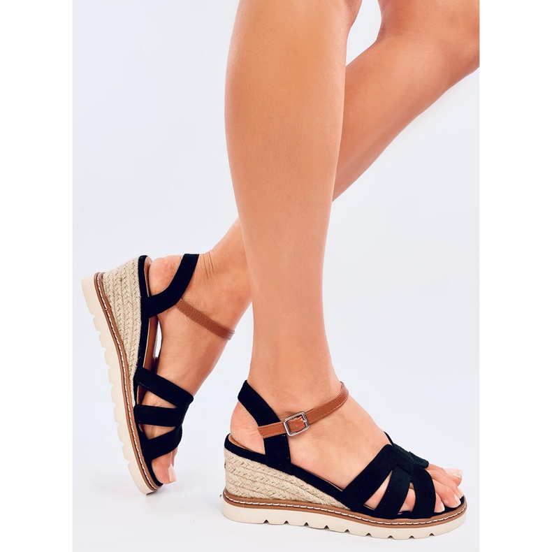 Rosco Sandali espadrillas con zeppa neri nero 2