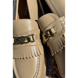 PH2 Mocassini Da Donna In Eco Pelle Con Decoro Oro, Zanita Beige 2
