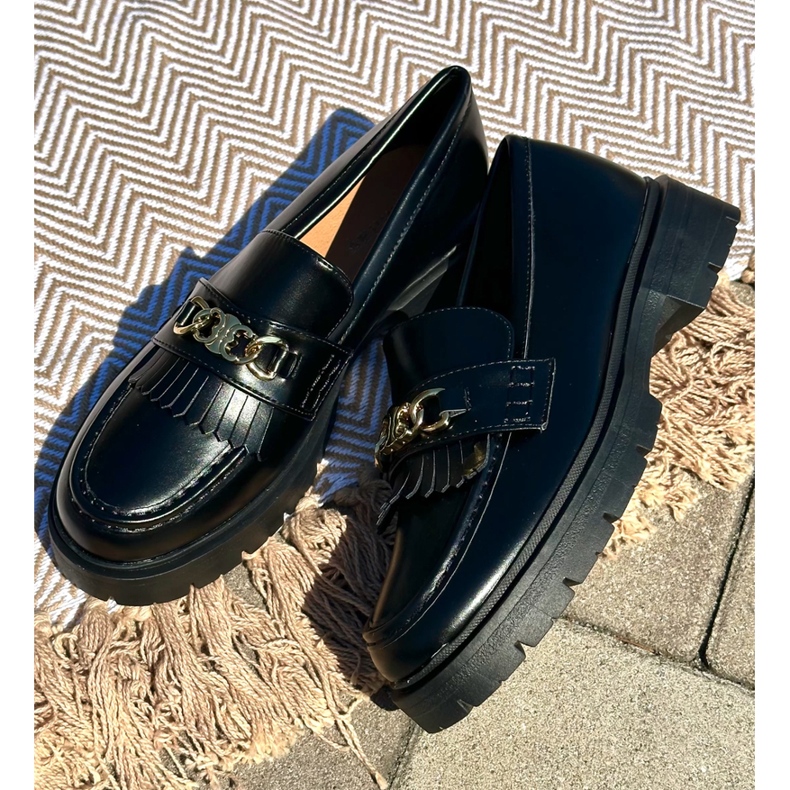 PH2 Mocassini Da Donna In Eco Pelle Con Decoro Oro, Zanita Nero 1