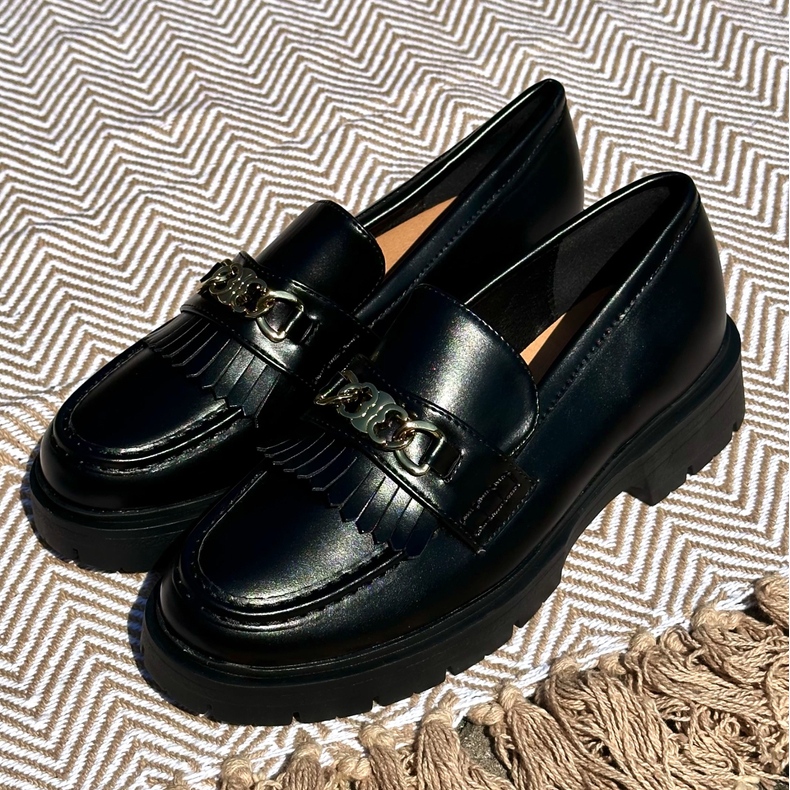 PH2 Mocassini Da Donna In Eco Pelle Con Decoro Oro, Zanita Nero 2