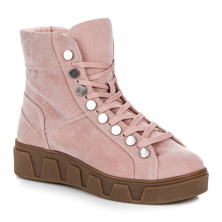 Betler Stivali stringati sulla piattaforma rosa 1