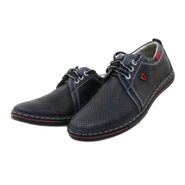 Polbut Scarpe da uomo in pelle 343P, traforate, blu navy 2