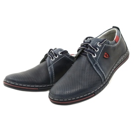 Polbut Scarpe da uomo in pelle 343P, traforate, blu navy 5