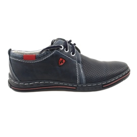 Polbut Scarpe da uomo in pelle 343P, traforate, blu navy 3