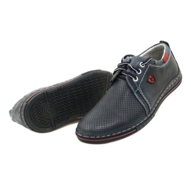Polbut Scarpe da uomo in pelle 343P, traforate, blu navy 6