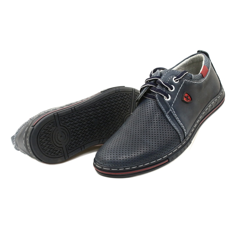 Polbut Scarpe da uomo in pelle 343P, traforate, blu navy 6