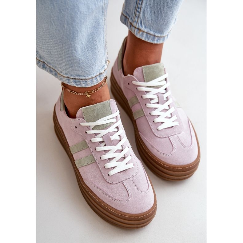 Zazoo N1068S4 Scarpe da ginnastica con plateau in pelle scamosciata da donna, Viola 1