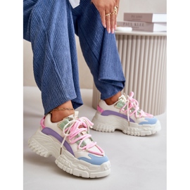 Sneakers da donna con suola spessa Nevela multicolore beige 1