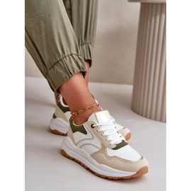 Sneakers Platform da Donna Realizzate in Eco Pelle, Colore Beige e Verde Issatta 1