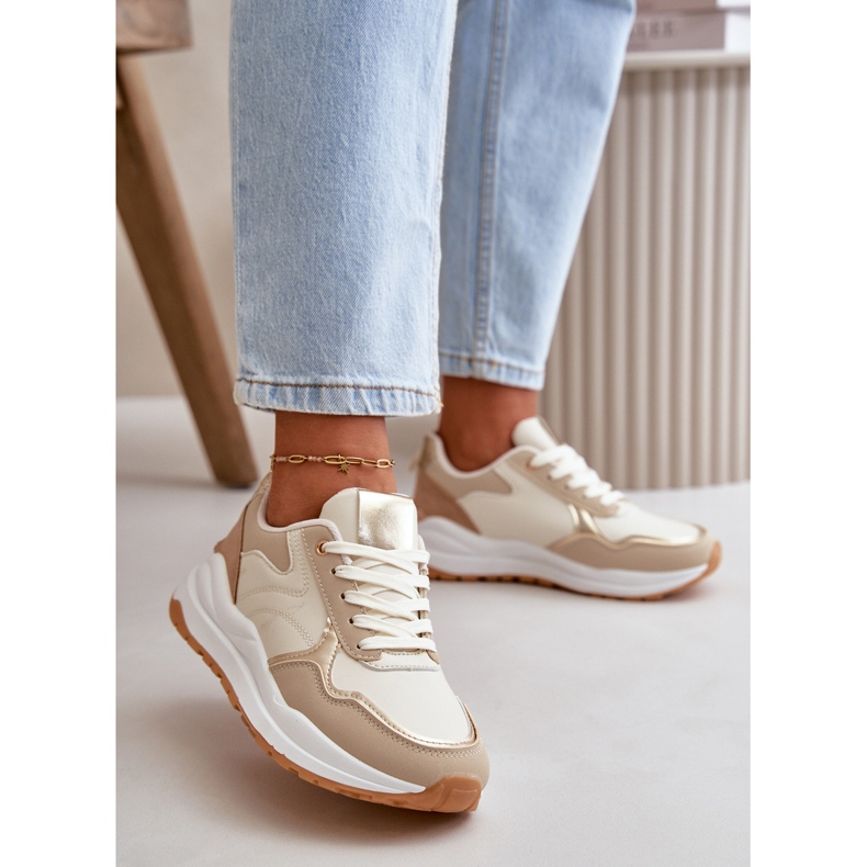 Sneakers Platform da Donna in Eco Pelle, Colore Beige Issatta 2