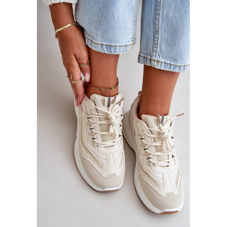 Scarpe Sportive Sneakers Ecopelle Beige Verilisse 1