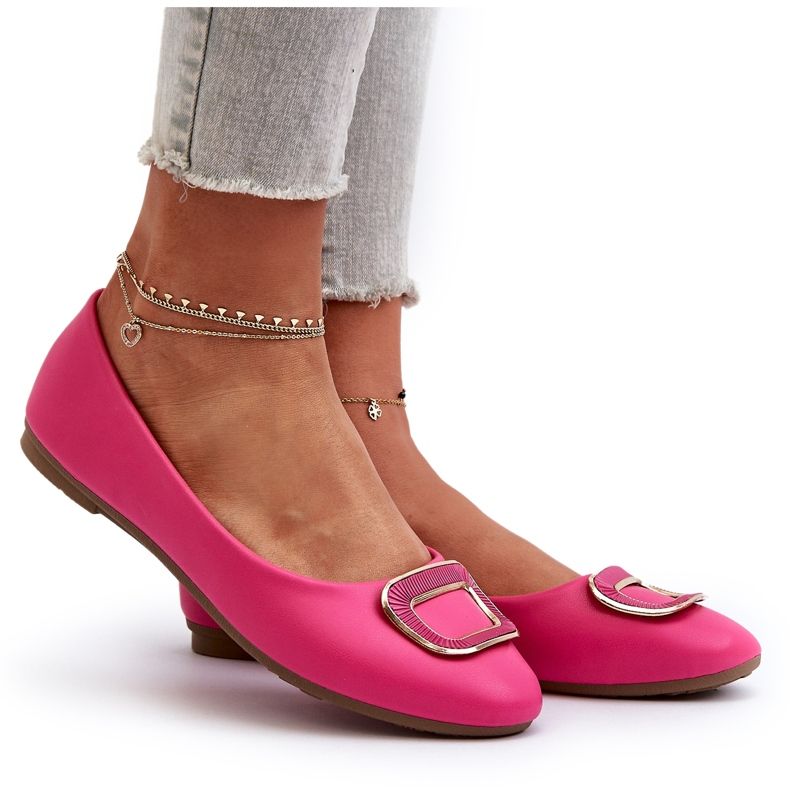 Day-Vine Ballerine in ecopelle fucsia con decorazione rosa 4