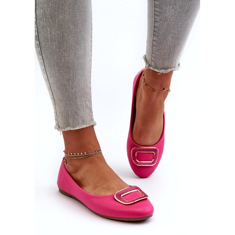 Day-Vine Ballerine in ecopelle fucsia con decorazione rosa 1