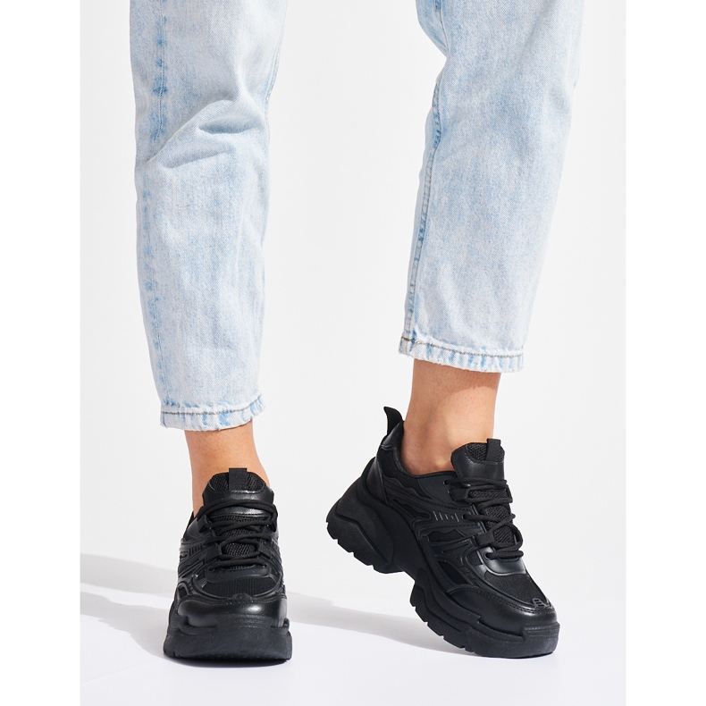 Sneakers nere con suola spessa nero 1