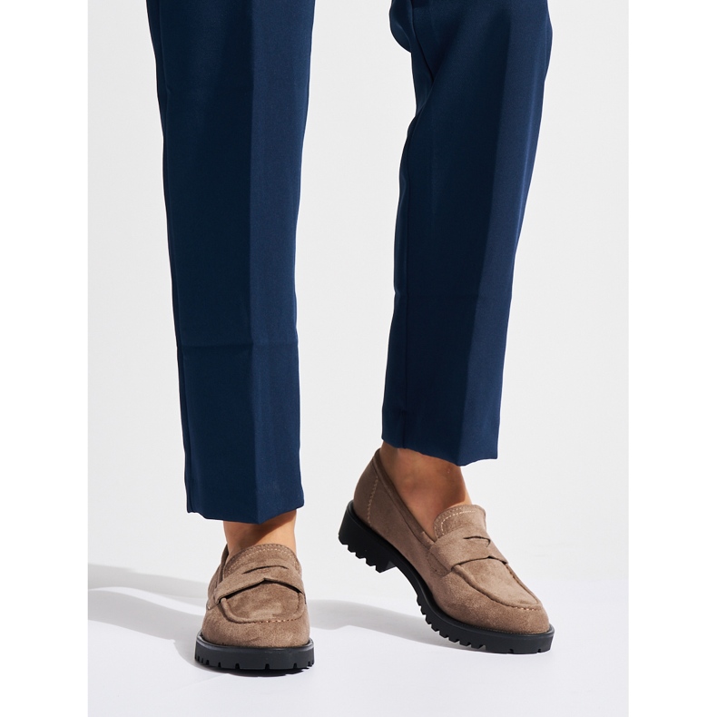 Mocassini da donna in camoscio beige 1