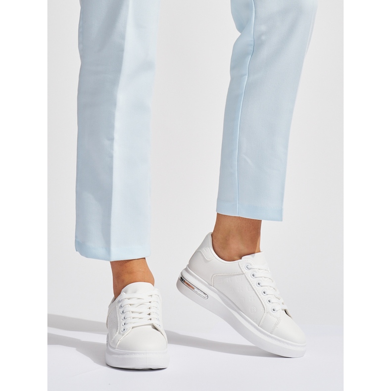 Scarpe sportive con plateau bianche bianco 1