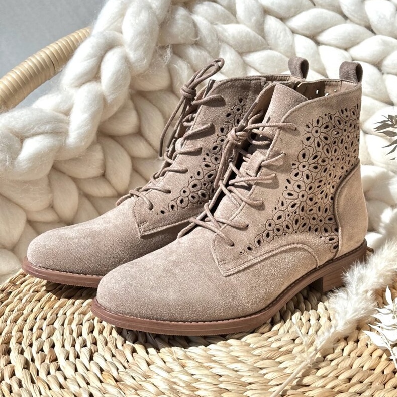 S.barski HY66-136 Stivaletti Da Donna Con Fantasia, Beige Chiaro 1