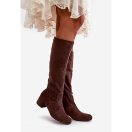 Stivali sopra il ginocchio da donna in eco suede con cerniera, Elitara Marrone 1
