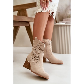 Stivaletti traforati in eco suede, chiusi con cerniera, beige Sevana 2