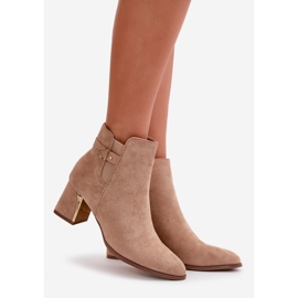 Stivaletti Da Donna Con Tacco Alto, Chiusura Con Cerniera, Bonucci In Eco Camoscio Beige Scuro 1