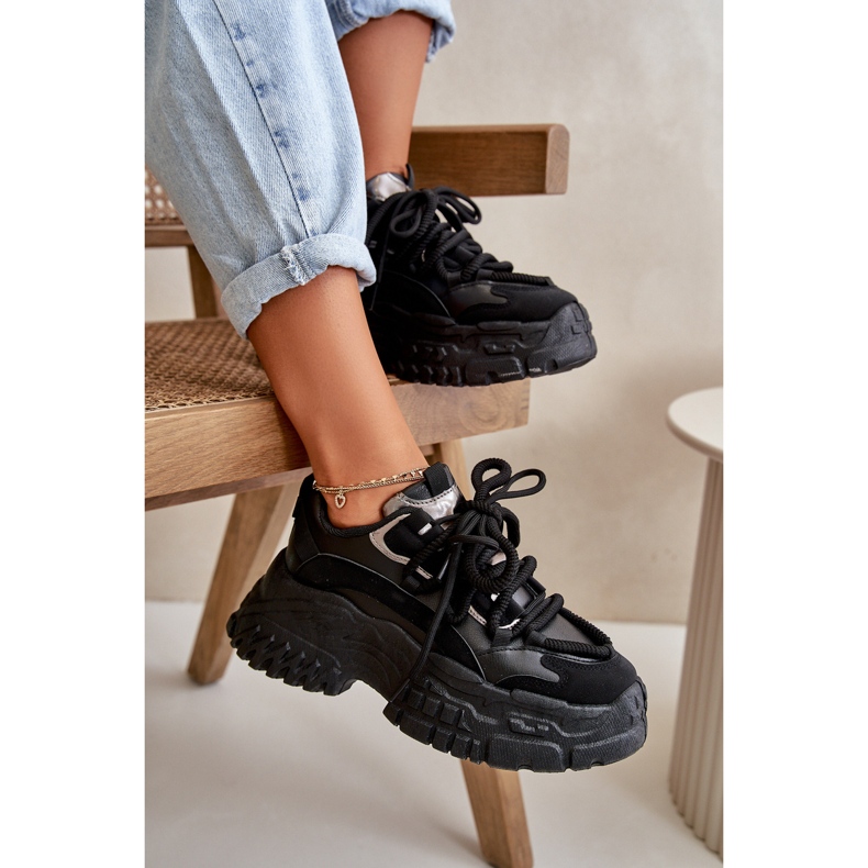Sneakers da donna con suola massiccia, Nevela nera nero 2