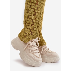 Sneakers beige chiaro da donna su suola spessa Nevela 1