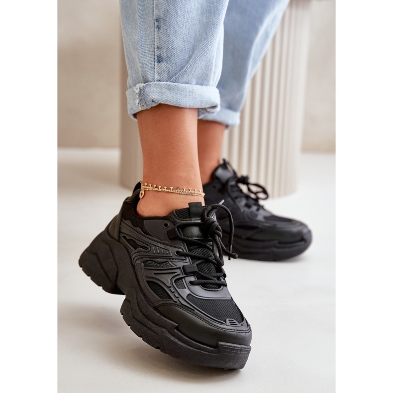 Sneakers da Donna con Suola Grossa Scarpe Sportive Lerista Nere nero 2