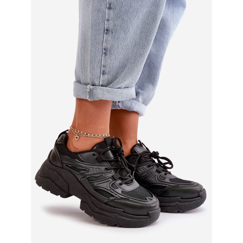 Sneakers da Donna con Suola Grossa Scarpe Sportive Lerista Nere nero 1