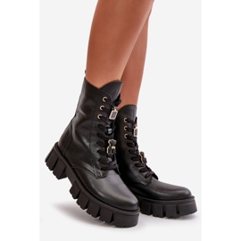 Stivali Worker In Pelle Da Donna Con Spille CheBello 4247 Nero 1