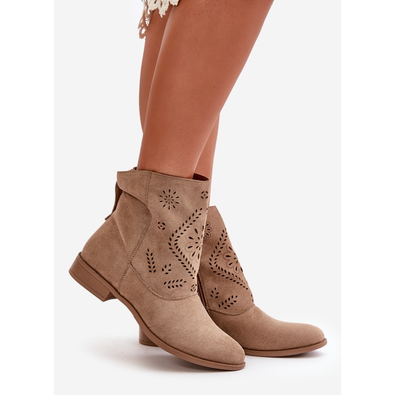 Jezzi Stivaletti Bassi Traforati da Donna, Chiusi con Cerniera, Irinette Beige 1