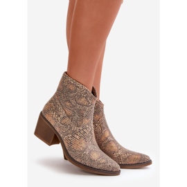 Jezzi Stivali Cowboy da Donna Chiusura con Cerniera, Fantasia Animalier, Merisina Oro d'oro 1
