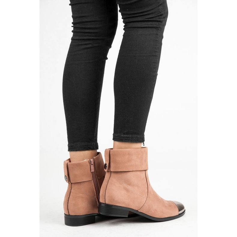 Ideal Shoes Stivaletti in camoscio con cerniera rosa 1