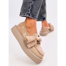 Mocassini Tempelton Khaki in camoscio con fiocco beige 1