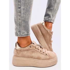 Sneakers platform con orsetto in cristalli Silma Khaki beige 1