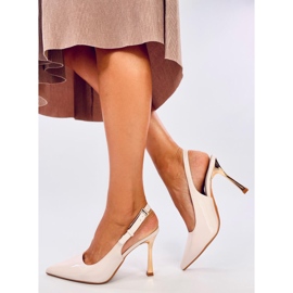 Scarpe con tacco Mariot in vernice beige con tacco aperto 1