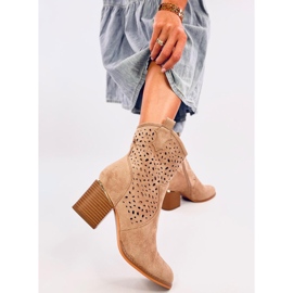 Antares Stivali texani in camoscio traforato color kaki beige 1
