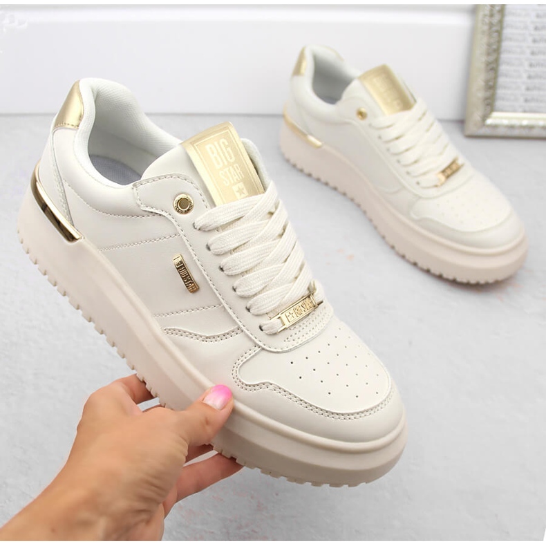 Scarpe sportive stringate da donna beige Big Star OO274757 1