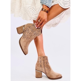 Stivaletti con tacco alto Donovan Khaki traforati beige 2