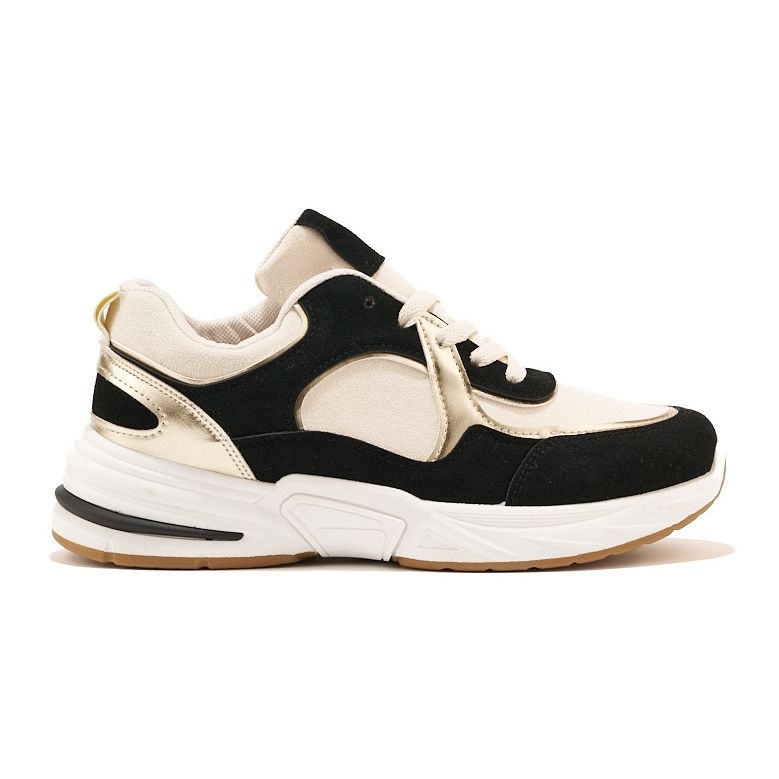 Sneakers nere e beige con suola spessa bianco 1