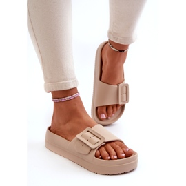 Infradito da Donna in Schiuma con Plateau e Fibbia Big Star NN274A666 Beige 2