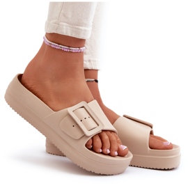 Infradito da Donna in Schiuma con Plateau e Fibbia Big Star NN274A666 Beige 4