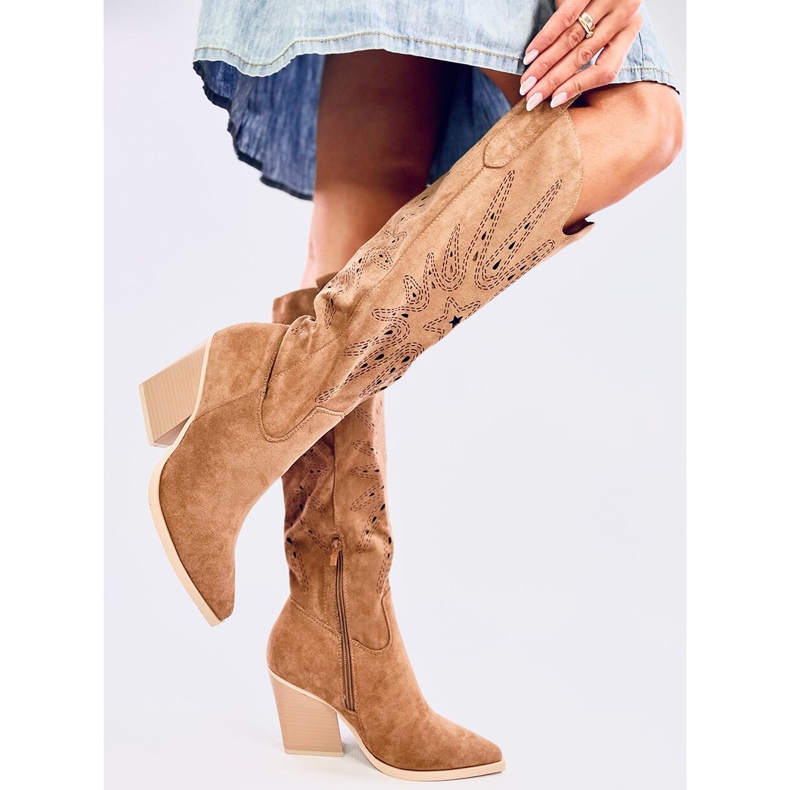 Stivali texani traforati Taylor Camel marrone 2