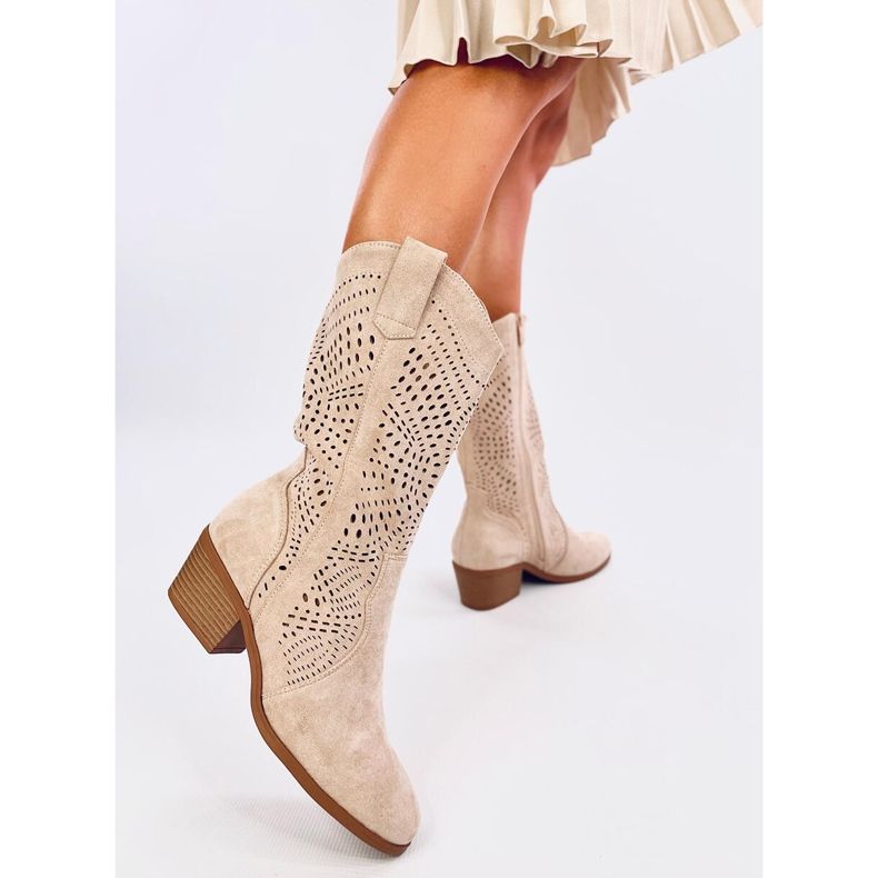 Stivali da cowboy traforati Hunter Beige 2