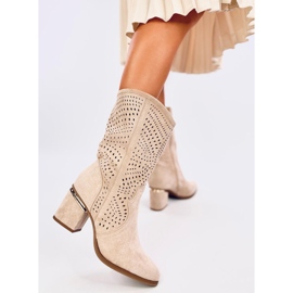 Stivali Lange Beige traforati con tacco alto 1